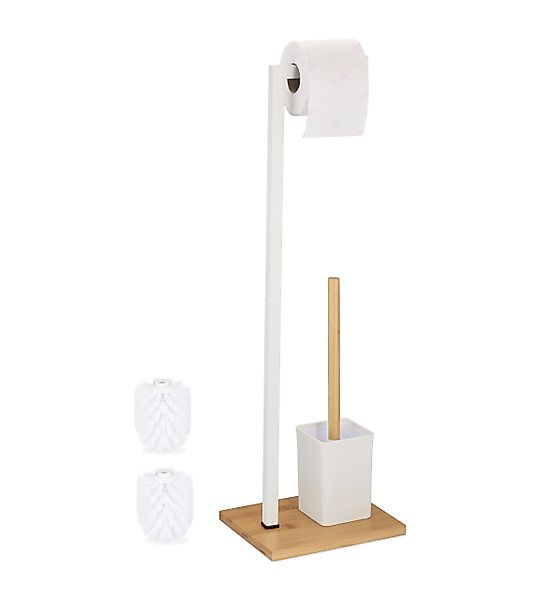 relaxdays WC-Garnitur aus Bambus & Edelstahl, günstig online kaufen