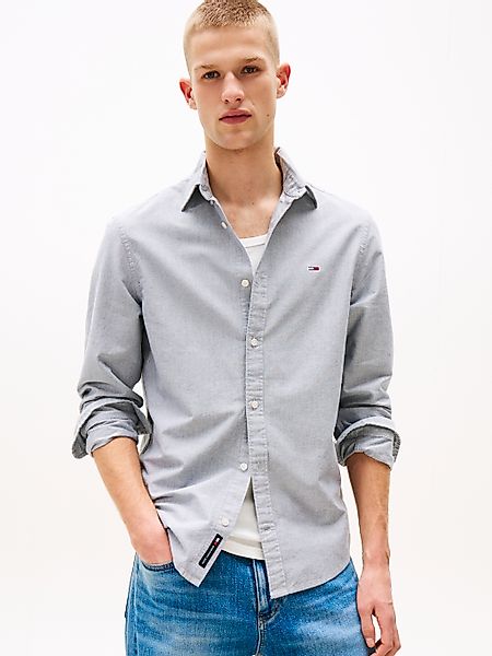 Tommy Jeans Langarmhemd "TJM REGULAR OXFORD" Mit Rundhalsausschnitt, Button günstig online kaufen