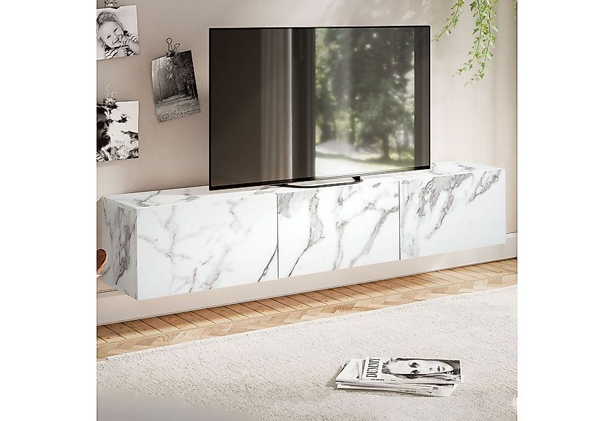 FINEBUY Lowboard FB58627 TV Schrank Hängend 160 cm Marmor-Optik TV-Kommode günstig online kaufen