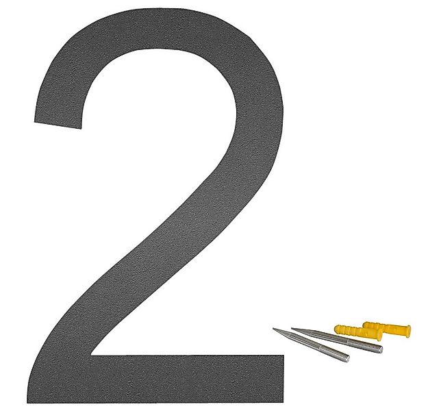 V2Aox Hausnummer Edelstahl Hausnummer Nummer "2" Hausnummernschild Anthrazi günstig online kaufen