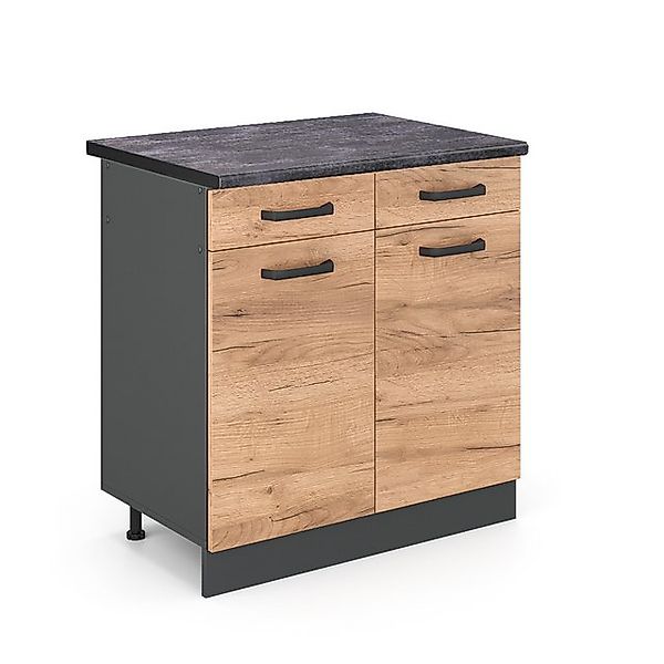 Vicco Küchenunterschrank R-Line Goldkraft Eiche/Anthrazit 80 cm AP Anthrazi günstig online kaufen