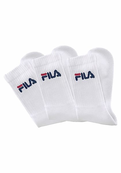 FILA Unisex Socken 3 Paar - Tennissocken, Crew Socks, Frottee, Sport, Logo günstig online kaufen