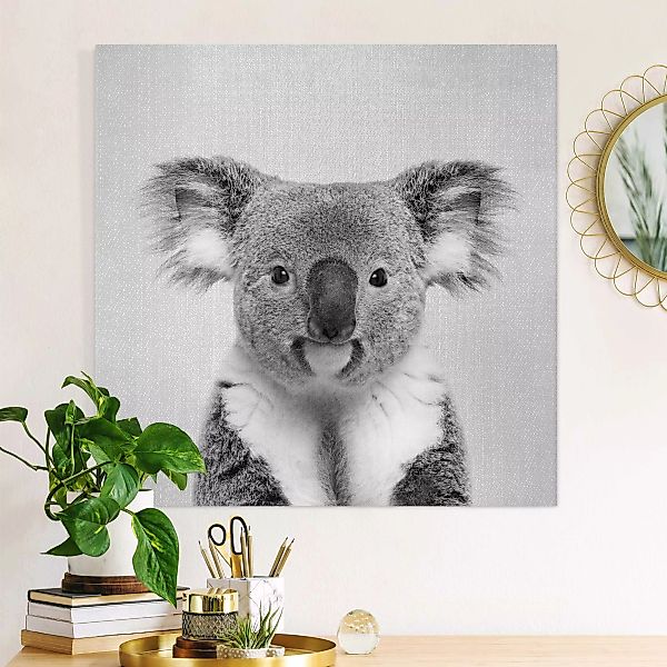 Leinwandbild Koala Klaus Schwarz Weiß günstig online kaufen