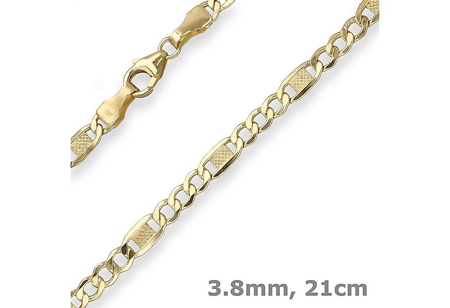 Schmuck Krone Goldarmband 3,8mm Armband Fantasiekette aus 375 Gelbgold 21cm günstig online kaufen