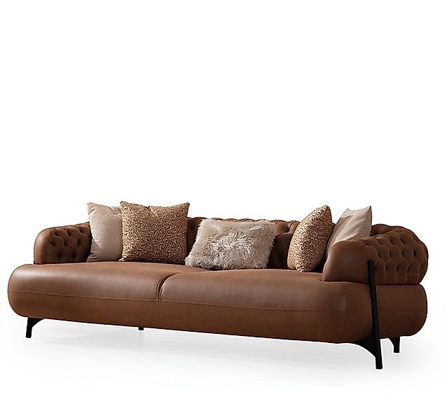JVmoebel 3-Sitzer Brauner Chesterfield Dreisitzer Wohnzimmer Polstercouch M günstig online kaufen