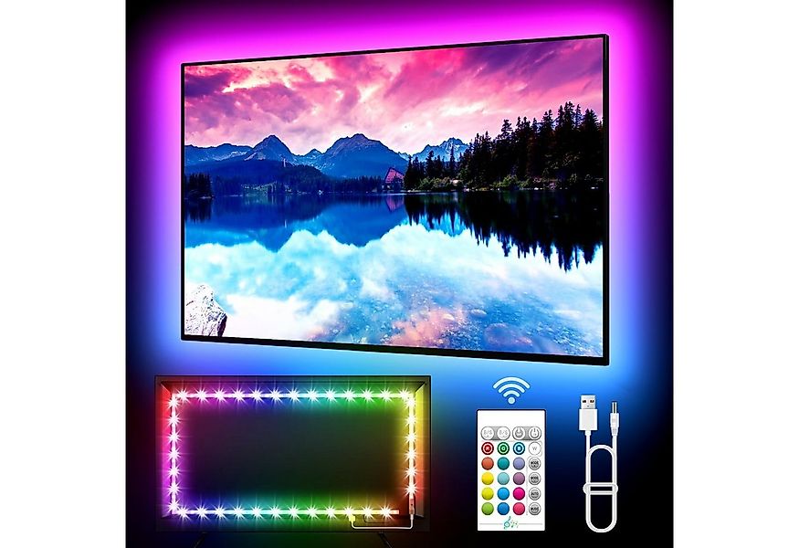 Jibenhome LED Stripe TV LED-Hintergrundbeleuchtung Dimmbar RGB TV-LED-Licht günstig online kaufen
