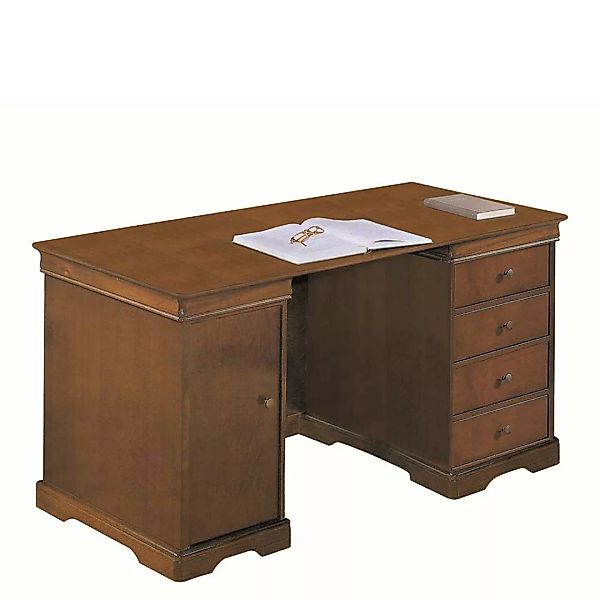 Herren Schreibtisch im klassischen Stil Nussbaumfarben günstig online kaufen