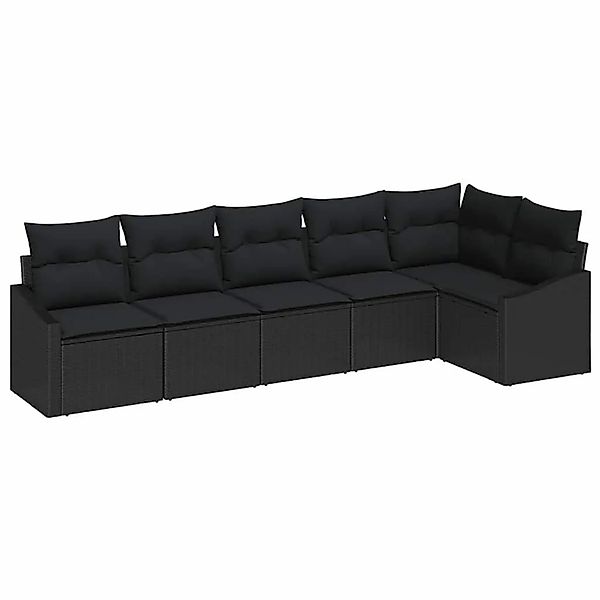 vidaXL Gartensofa-set mit Kissen 6-Tlg Schwarz Poly-Rattan 3355412 günstig online kaufen