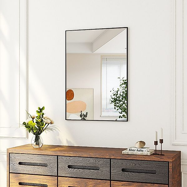 Hopibath Wandspiegel klein 40x60 eckig Schwarz günstig online kaufen