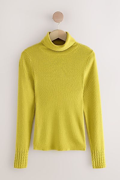 Next Strickpullover Gerippter Rollkragenpullover mit Wollanteil günstig online kaufen