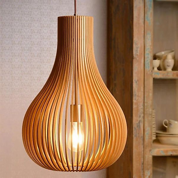 Pendelleuchte Bodo, Holz, E27 günstig online kaufen