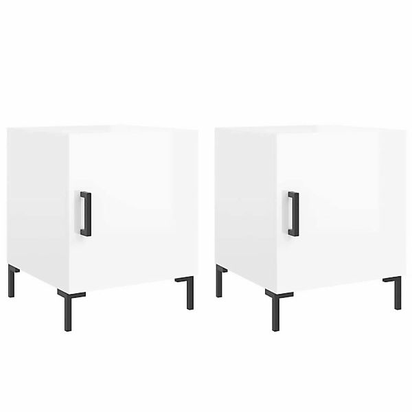 vidaXL Nachttische 2 Stk Hochglanz-Weiß 40x40x50 cm Holzwerkstoff Modell 4 günstig online kaufen