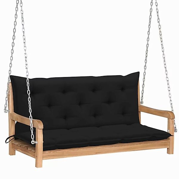 Hollywoodschaukel Mit Schwarzer Auflage 120 Cm Massivholz Teak günstig online kaufen