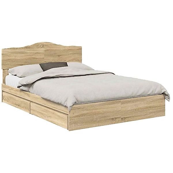 vidaXL Stauraumbett Sonoma-Eiche 160 x 200 cm Holzwerkstoff 3413077 günstig online kaufen