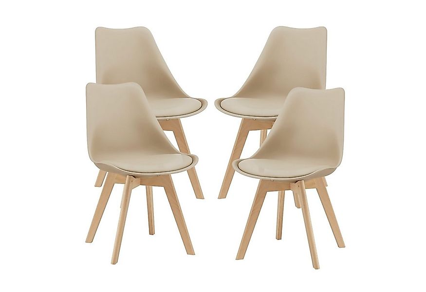 en.casa Esszimmerstuhl (Set, 4 St), »Fläten« mit Massivholzbeinen Kunstlede günstig online kaufen