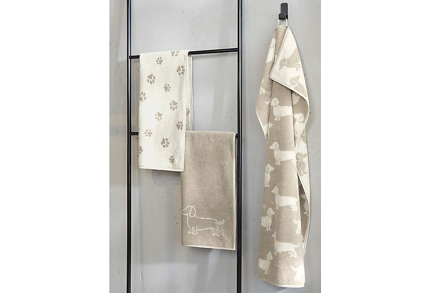 Cawö Handtuch 2 Stück Cawö We love Dogs Gästetücher 6248-33 Dackel Natur 30 günstig online kaufen
