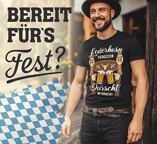 MoonWorks Print-Shirt Herren T-Shirt Trachtenshirt Lederhose günstig online kaufen