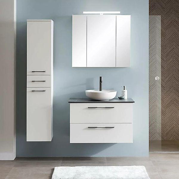 Badezimmer Set mit Hochschrank weiß matt MESA-80, 3-teilig mit Waschtisch 8 günstig online kaufen
