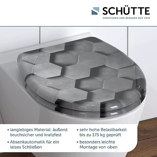 Schütte WC-Sitz »Grey Hexagons«, Duroplast, mit Absenkautomatik und Schnell günstig online kaufen