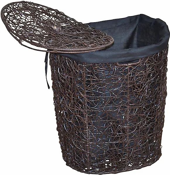 my home Wäschekorb, Rattan-Geflecht, mit Stoffeinsatz und Deckel, Höhe 62 c günstig online kaufen