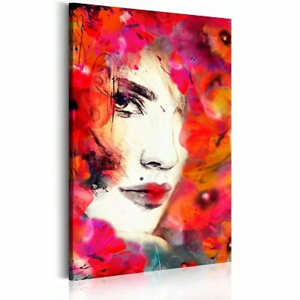 artgeist Wandbild Frauengesicht mit Mohnblumen mehrfarbig Gr. 40 x 60 günstig online kaufen