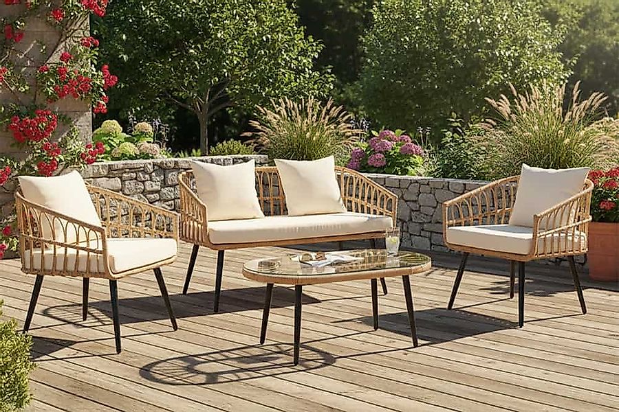 riess-ambiente Sitzgruppe PARIS natur / schwarz · inkl. Wechselbezügen (gra günstig online kaufen