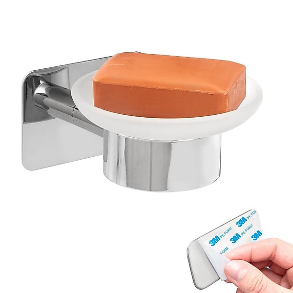bremermann Seifenschale Bad-Serie LUCENTE TAPE - mit Klebepad, verchromt, B günstig online kaufen