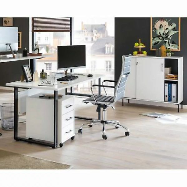 Lomadox Schreibtisch Kombination FALUN-80 in Kreideweiß günstig online kaufen