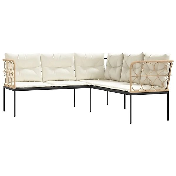 vidaXL Gartensofa in L-Form mit Kissen Schwarz Stahl und Textilene 4008109 günstig online kaufen