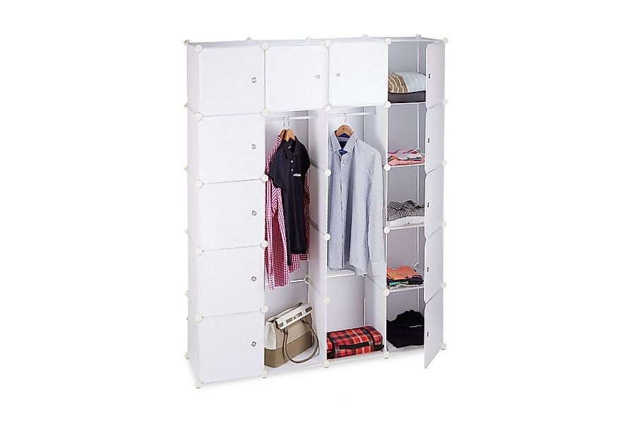 relaxdays Kleiderschrank Stecksystem 14 Fäch weiß günstig online kaufen
