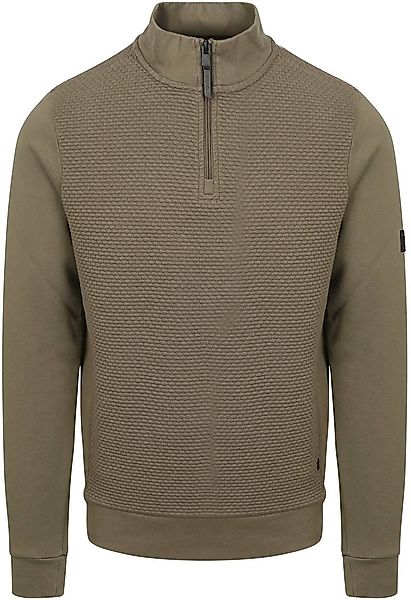 Petrol Half Zip Pullover Structure Olive - Größe L günstig online kaufen