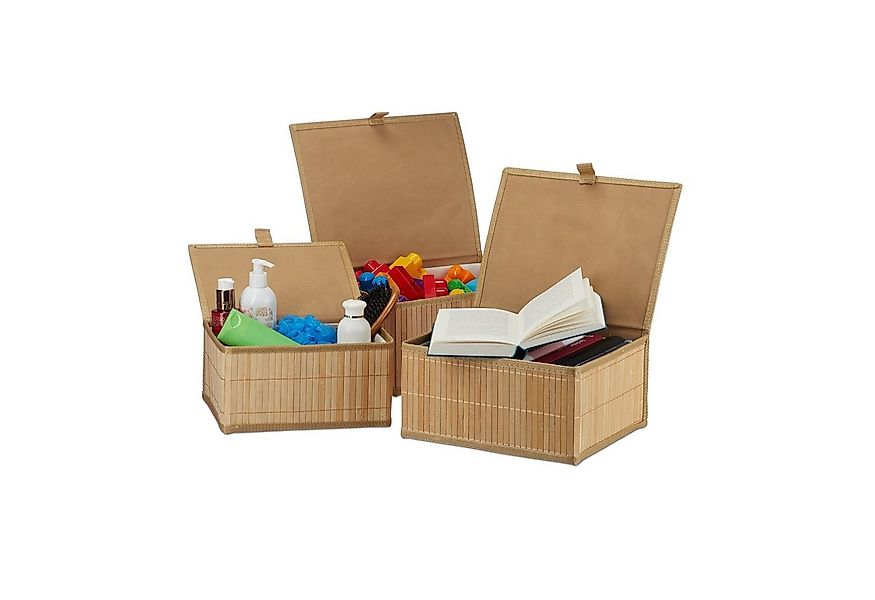 relaxdays Aufbewahrungskorb 3er Set, natur günstig online kaufen