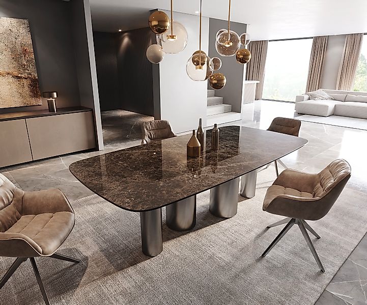 Esstisch Edge Boot 240x120 Keramik Emperador Extra Lucidato Dunkelbraun Pil günstig online kaufen