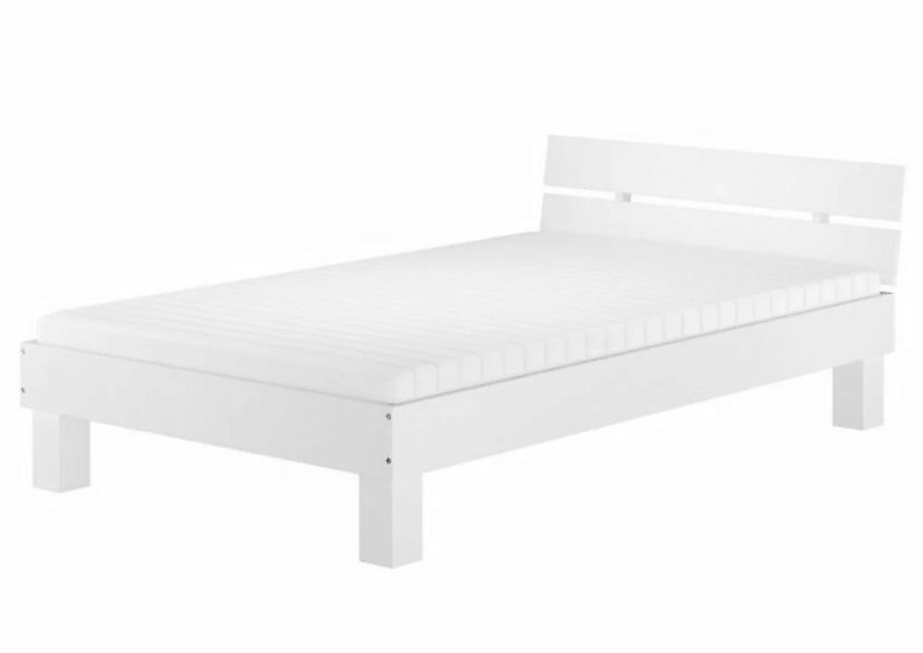 ERST-HOLZ Bett Einzelbett Buchebett massiv weiß 120x200 Rollrost Matratze, günstig online kaufen