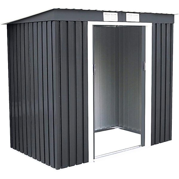 Costway Metall Gerätehaus Gartengerätehaus Dunkelgrau 213x130x173cm günstig online kaufen