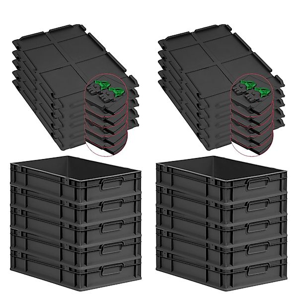 PROREGAL SuperSparSet 10x Eurobox Nextgen Grip Mit Scharnierdeckel Und Grün günstig online kaufen