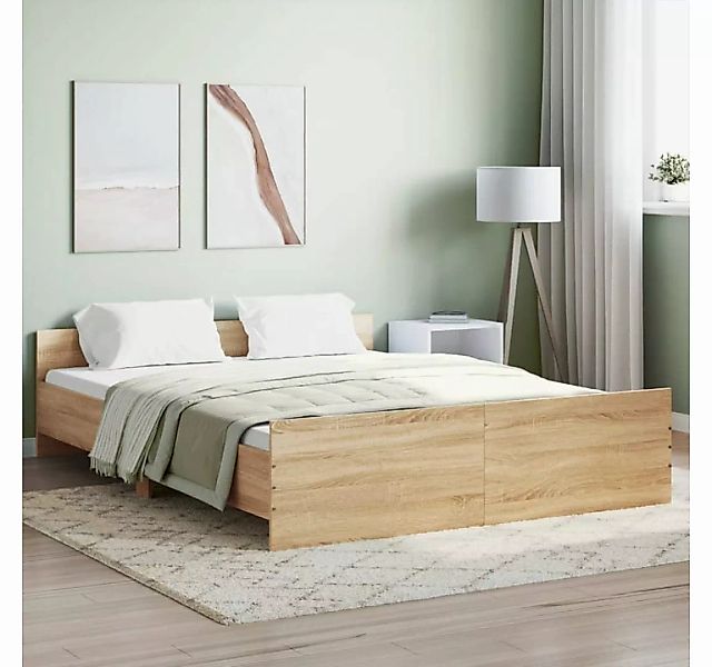 furnicato Bett Bettgestell mit Kopf- und Fußteil Sonoma-Eiche 140x200 cm günstig online kaufen