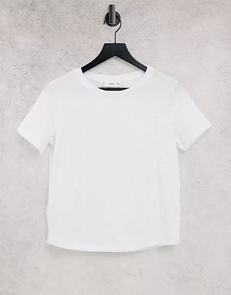 Mango – T-Shirt aus Bio-Baumwolle mit Rundhalsausschnitt in Weiß günstig online kaufen