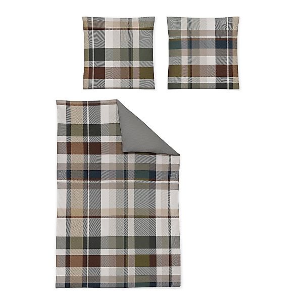 Irisette Mako Satin Bettwäsche Magic 8857-90 kariert beige 155x220 günstig online kaufen