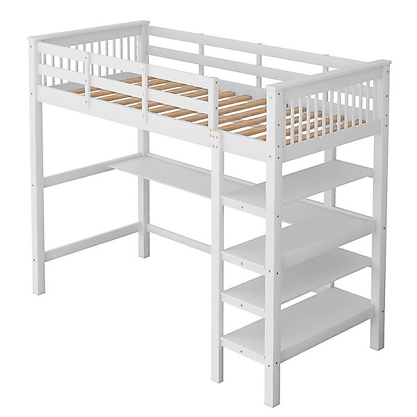 SOFTWEARY Hochbett Kinderbett mit Lattenrost (90x200 günstig online kaufen