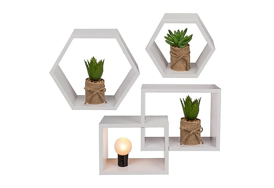 Out of the Blue Deko-Wandregal 3er Set Holz Deko Wandregal 6-eckig 4-eckig günstig online kaufen