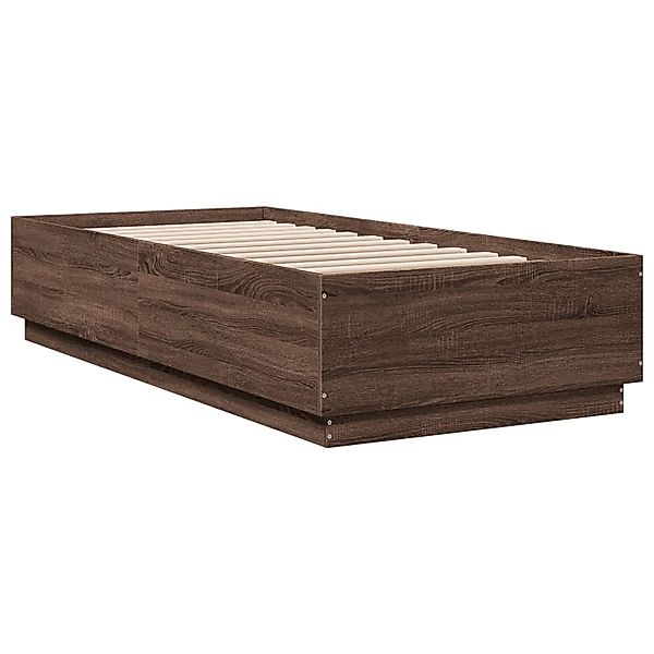 vidaXL Bettgestell mit LED Braun Eichen-Optik 90x200 cm Holzwerkstoff 32096 günstig online kaufen