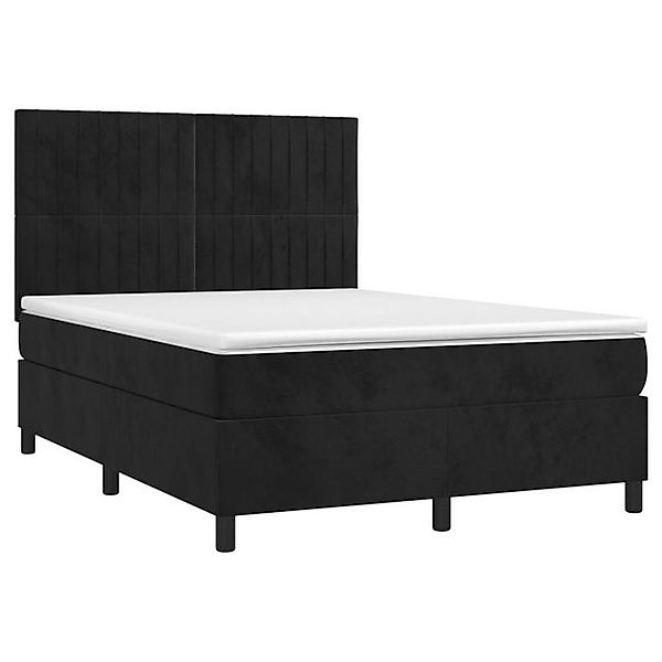vidaXL Bett Boxspringbett mit Matratze & LED Schwarz 140x200 cm Samt günstig online kaufen