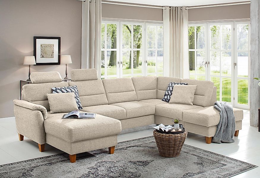 Home affaire Wohnlandschaft "Palmera U-Form, B: 308 cm" optional Bettfunkti günstig online kaufen