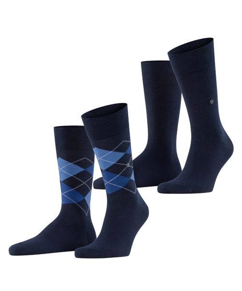 Burlington 2-er Set Socken Blau mit Argyle-Muster günstig online kaufen