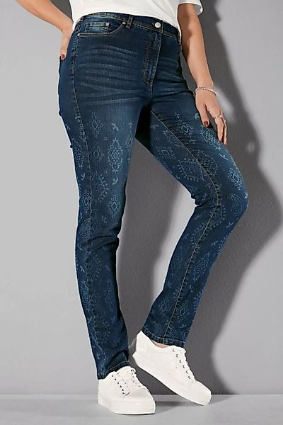 MIAMODA Regular-fit-Jeans Jeans Slim Fit Alloverdruck 5-Pocket günstig online kaufen