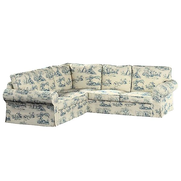 Bezug für Ektorp Ecksofa, creme- blau, Sofahusse für Ektorp Ecksofa, Avinon günstig online kaufen