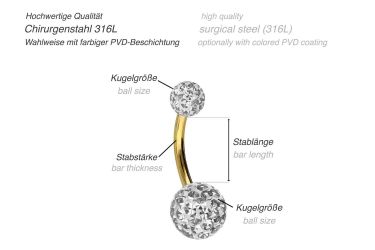 PIERCINGLINE Bauchnabelpiercing Chirurgenstahl Bananabell EPOXY-KUGELN (Ban günstig online kaufen