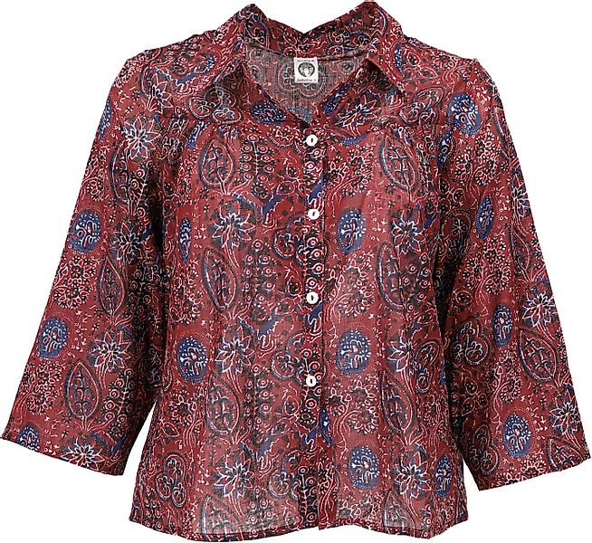 Guru-Shop Longbluse Handbedruckte Bohobluse, luftige Baumwollbluse.. altern günstig online kaufen