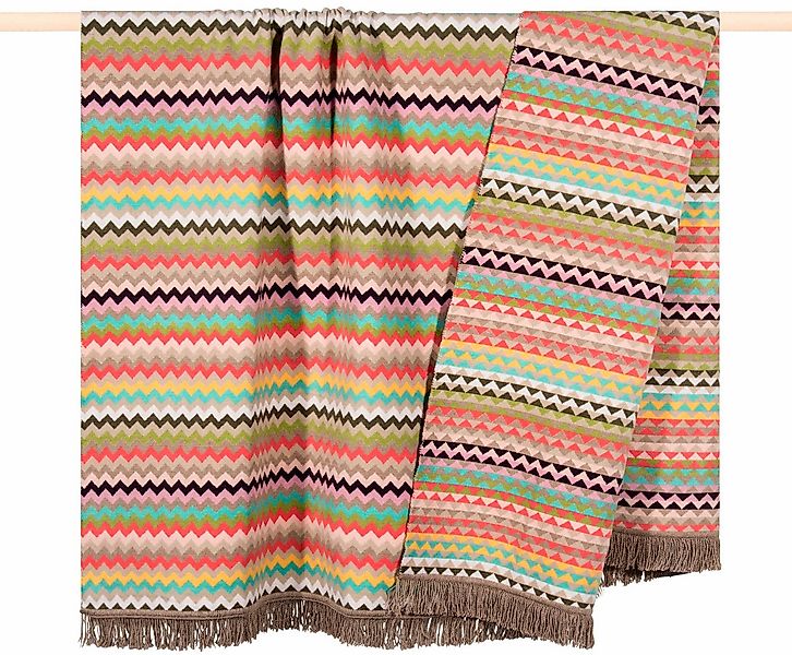 Wohndecke CELIN, PAD, Made in Europe, Wendefunktion, gestreift, mit Fransen günstig online kaufen